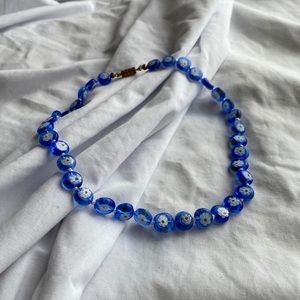 Blue Glass and Daisy Jewelry Set
